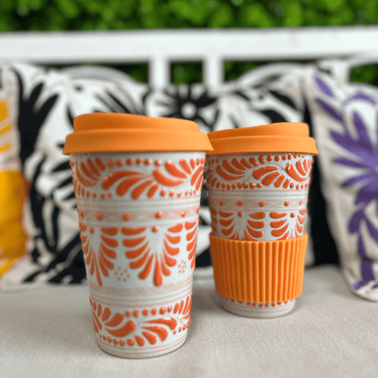 Talavera Tumbler Mug - Orange Talavera Tumbler Mug - Orange