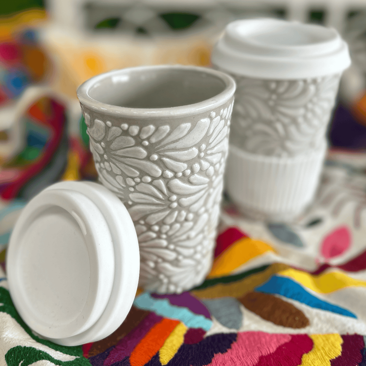 Talavera Tumbler Mug - White Talavera Tumbler Mug - White