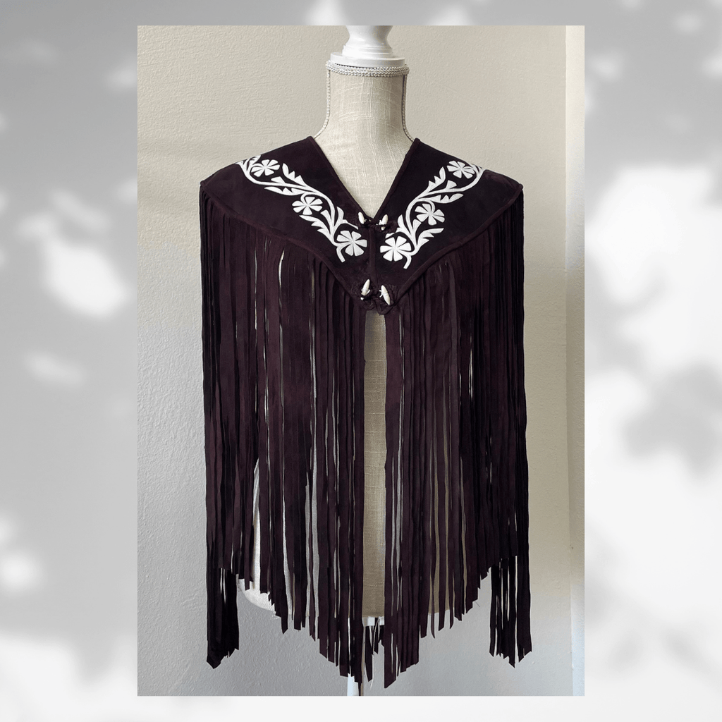 Tamaulipeca Leather Fringed Cape