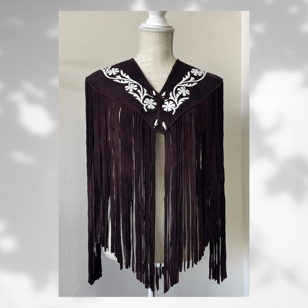 Tamaulipeca Leather Fringed Cape
