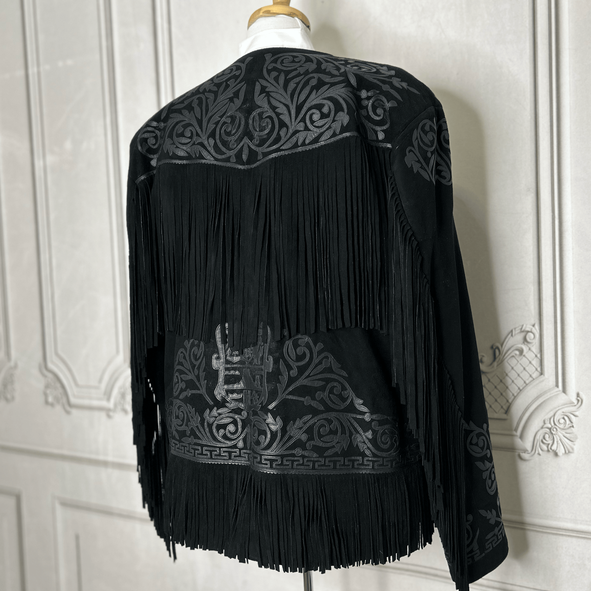 Tamaulipeca Leather Fringed Jacket - Black 0n Black Tamaulipeca Leather Fringed Jacket - Black 0n Black
