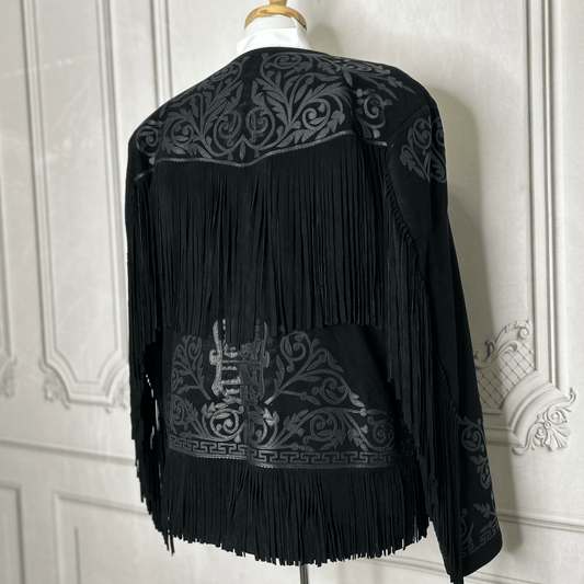 Tamaulipeca Leather Fringed Jacket - Black 0n Black Tamaulipeca Leather Fringed Jacket - Black 0n Black