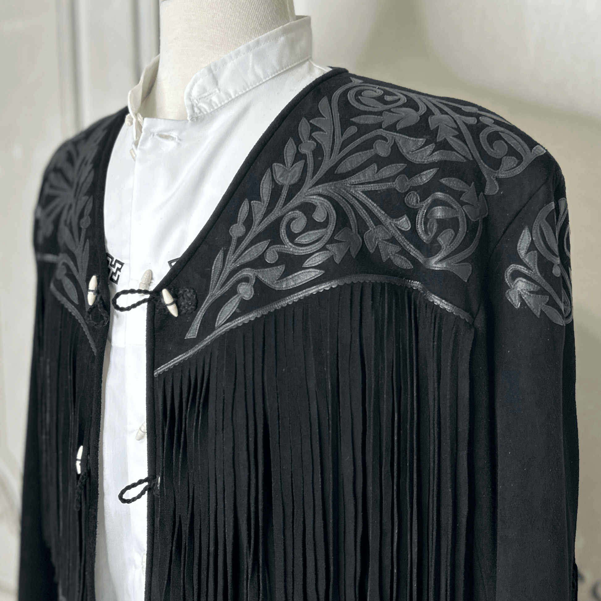 Tamaulipeca Leather Fringed Jacket - Black 0n Black Tamaulipeca Leather Fringed Jacket - Black 0n Black