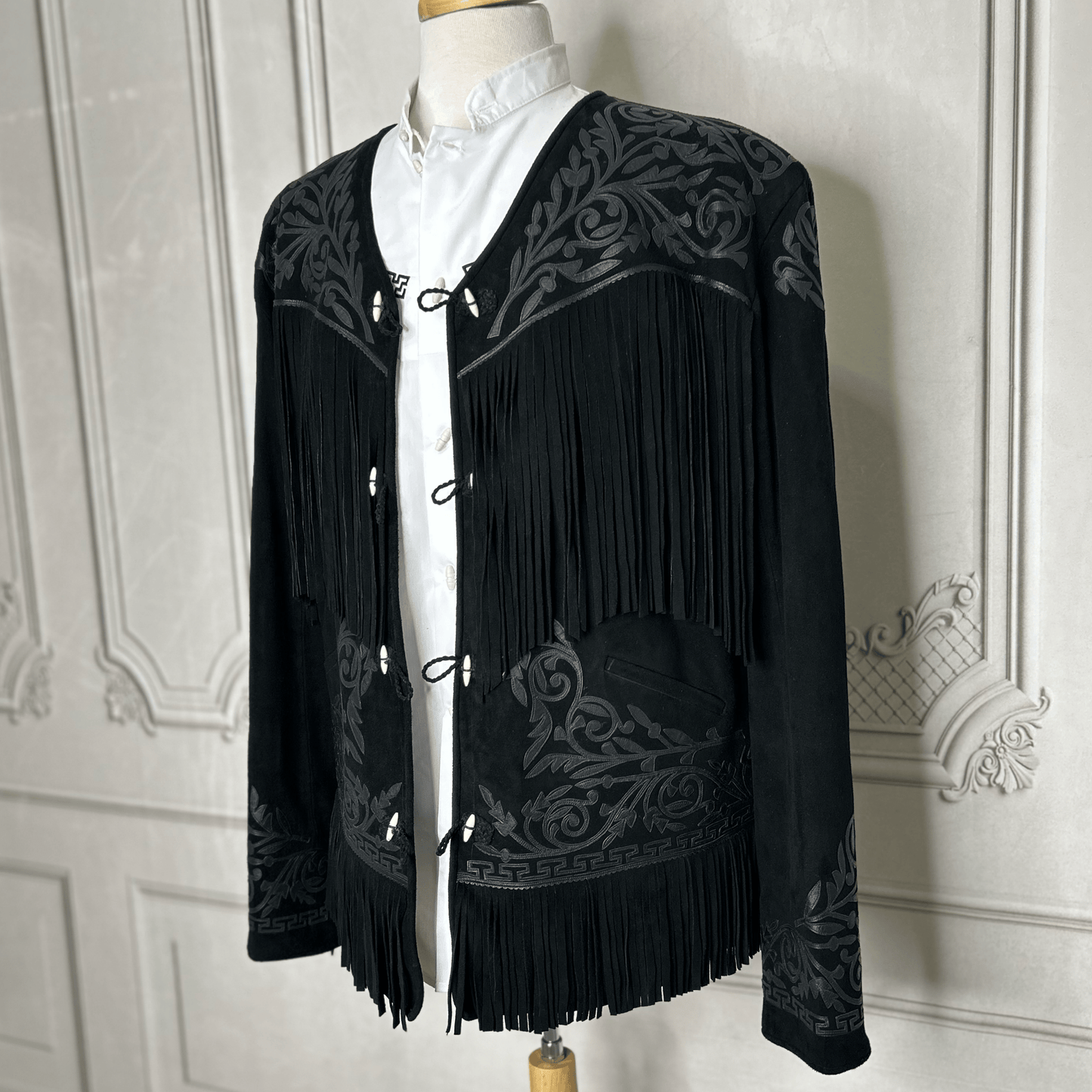 Tamaulipeca Leather Fringed Jacket - Black 0n Black Tamaulipeca Leather Fringed Jacket - Black 0n Black