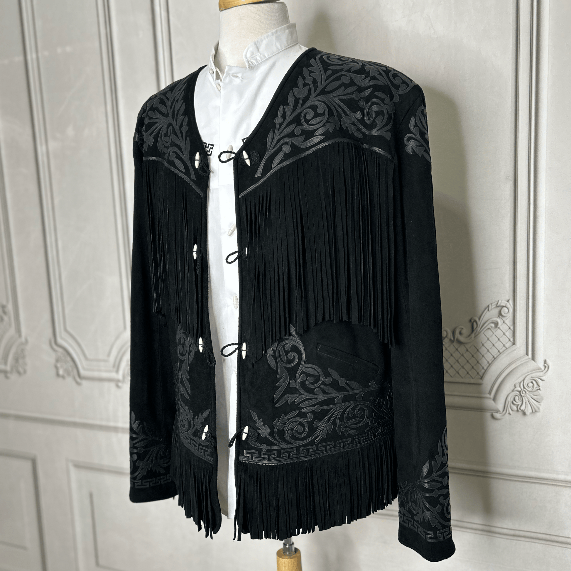 Tamaulipeca Leather Fringed Jacket - Black 0n Black Tamaulipeca Leather Fringed Jacket - Black 0n Black