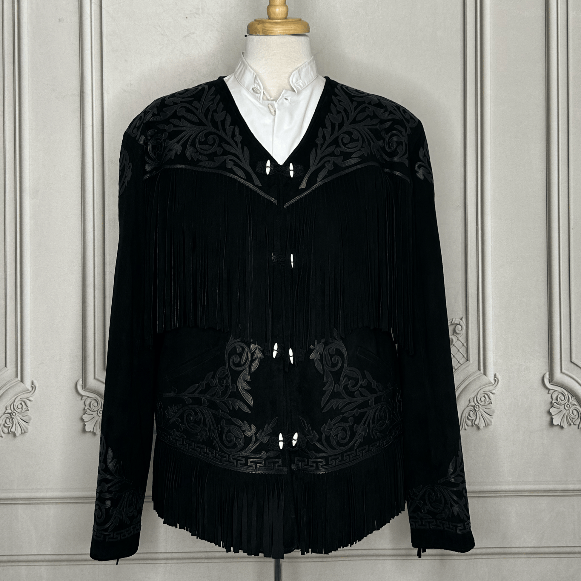 Tamaulipeca Leather Fringed Jacket - Black 0n Black Tamaulipeca Leather Fringed Jacket - Black 0n Black
