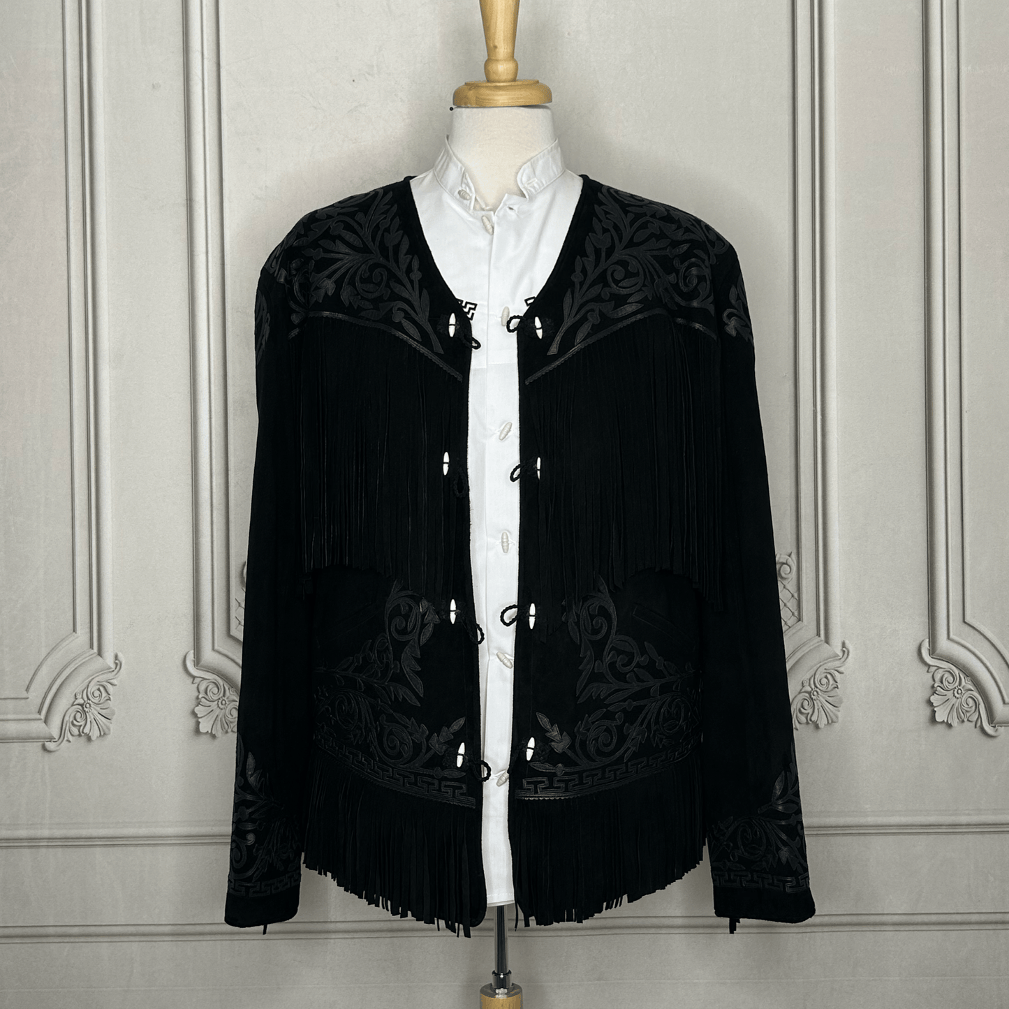 Tamaulipeca Leather Fringed Jacket - Black 0n Black Tamaulipeca Leather Fringed Jacket - Black 0n Black