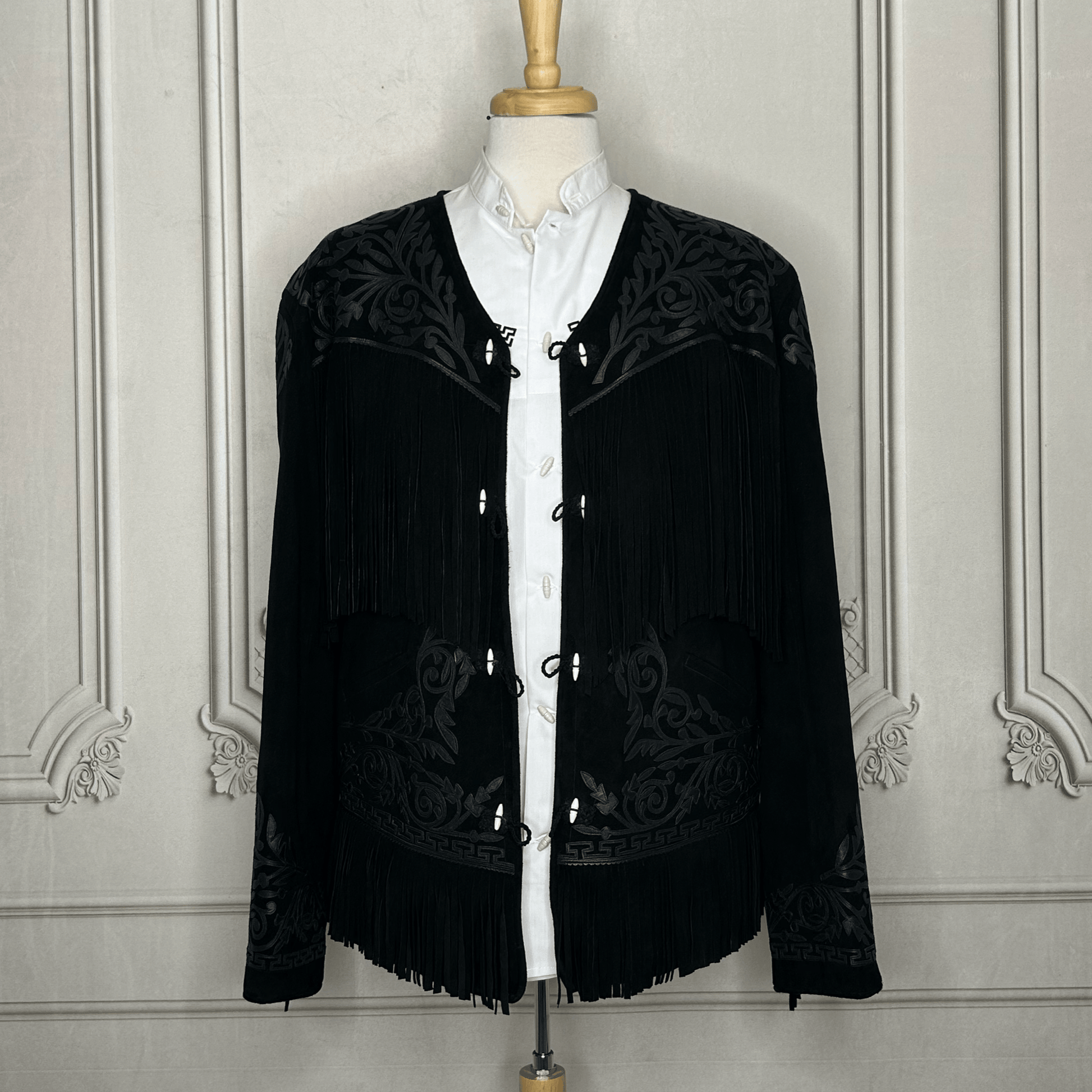 Tamaulipeca Leather Fringed Jacket - Black 0n Black Tamaulipeca Leather Fringed Jacket - Black 0n Black