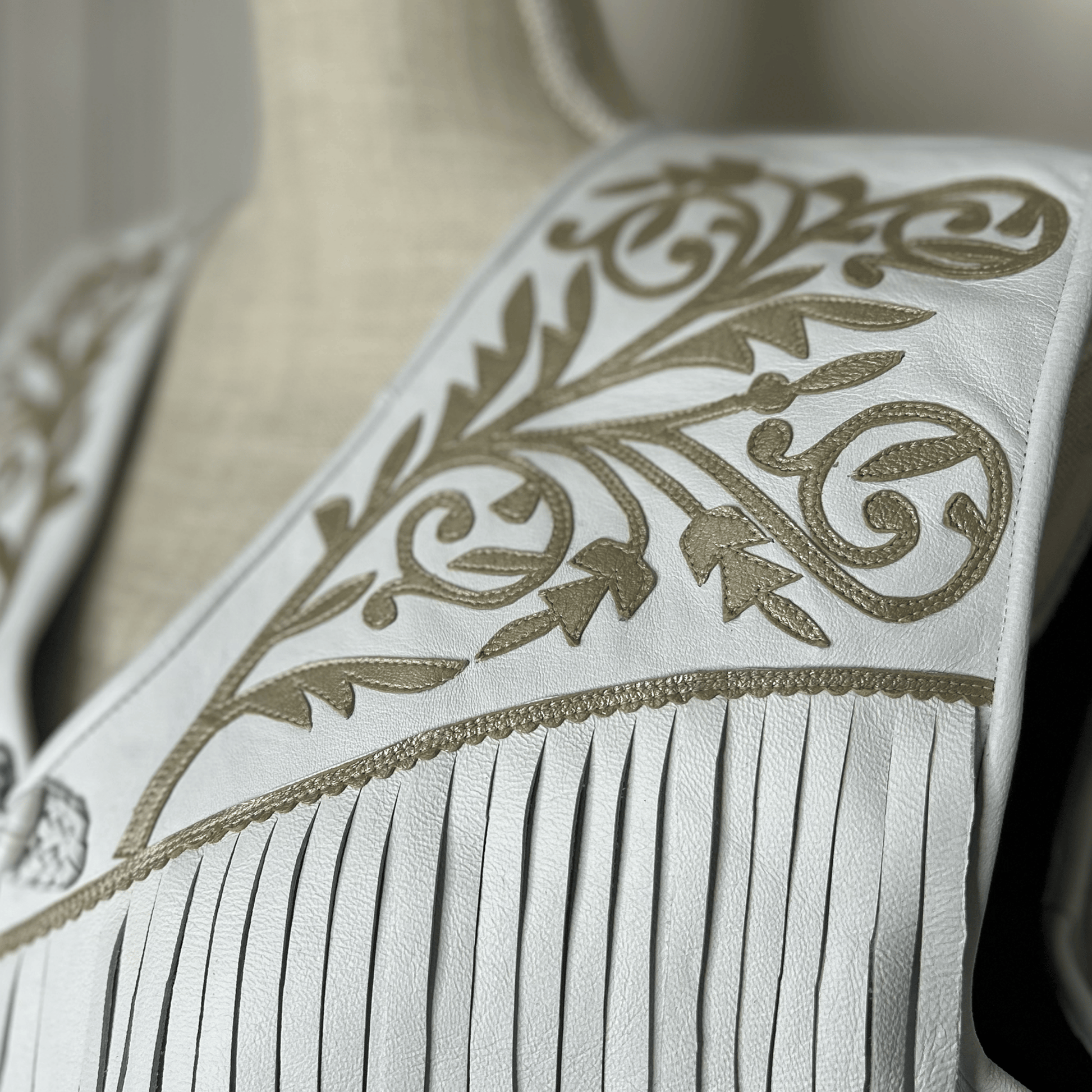 Tamaulipeca Leather Fringed Vest - White - Women Tamaulipeca Leather Fringed Vest - White - Women