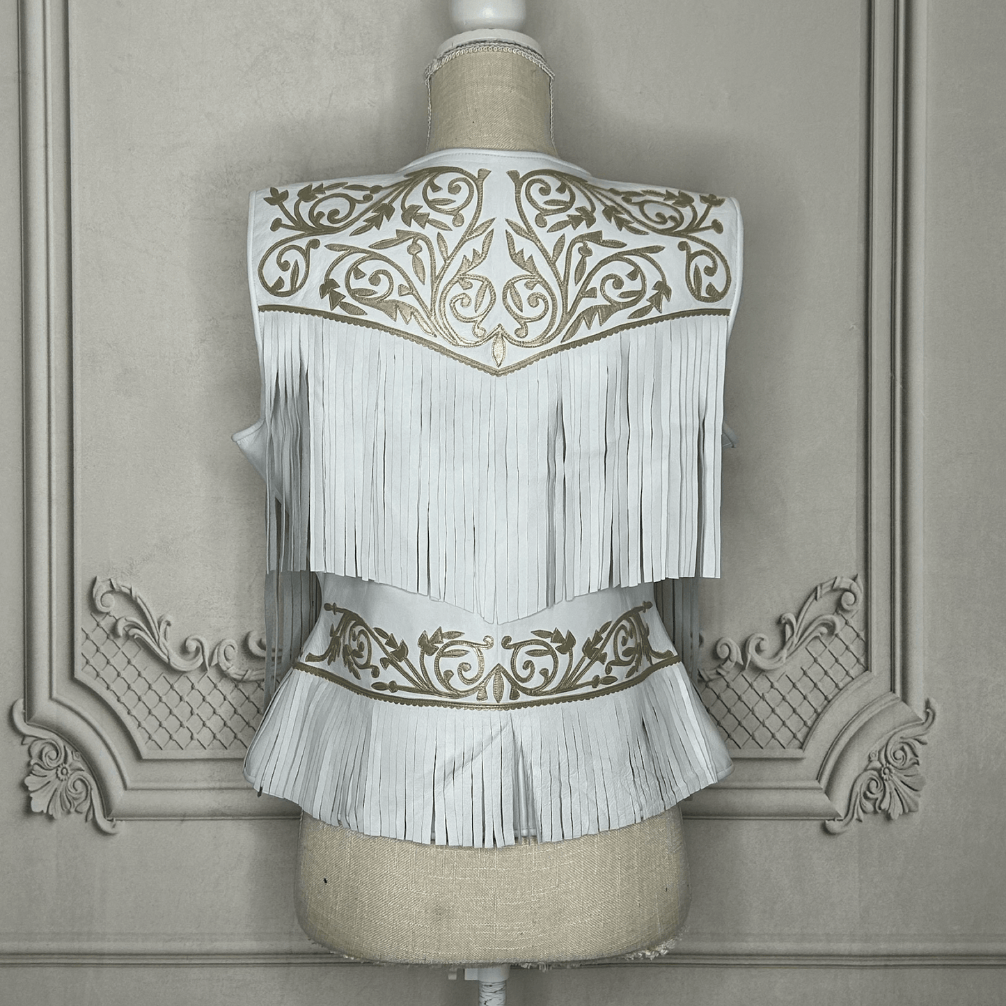 Tamaulipeca Leather Fringed Vest - White - Women Tamaulipeca Leather Fringed Vest - White - Women