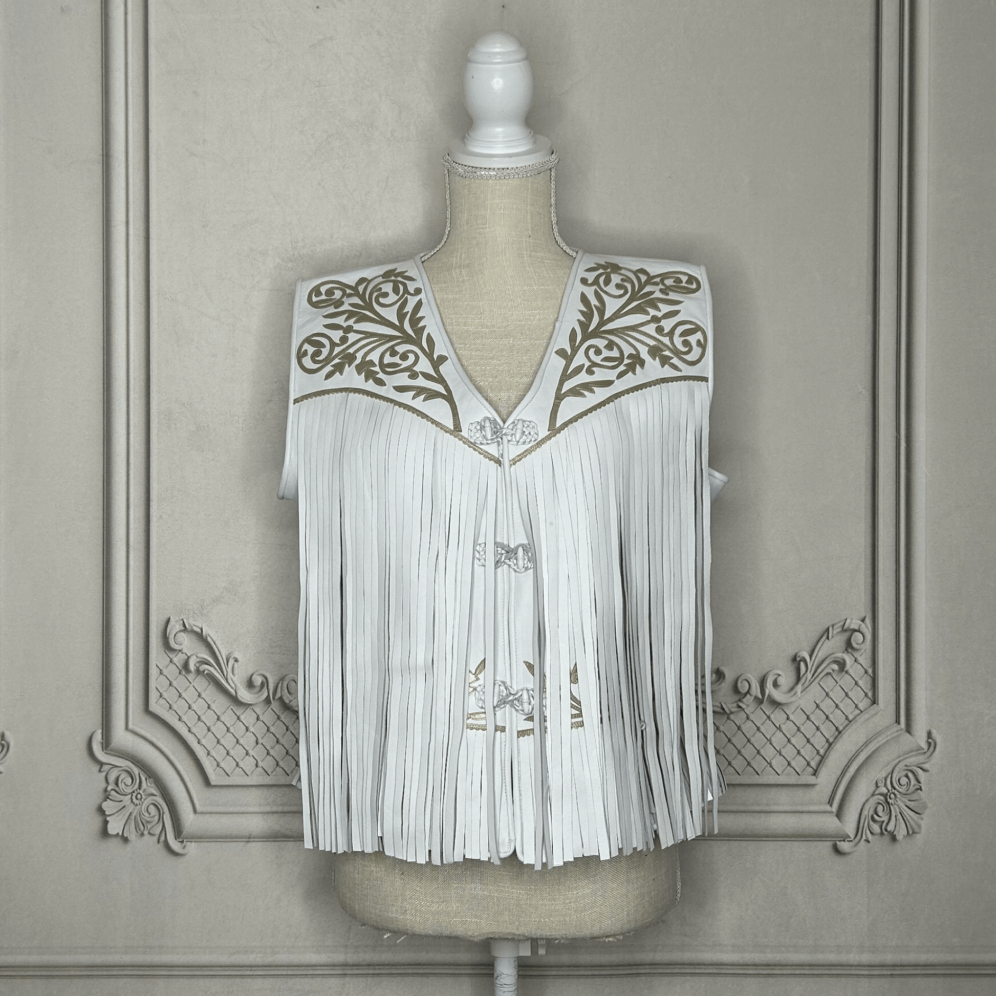 Tamaulipeca Leather Fringed Vest - White - Women Tamaulipeca Leather Fringed Vest - White - Women