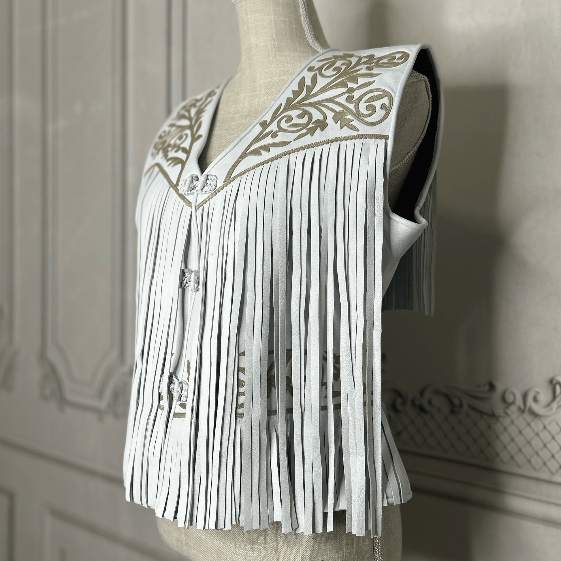 Tamaulipeca Leather Fringed Vest - White - Women Tamaulipeca Leather Fringed Vest - White - Women
