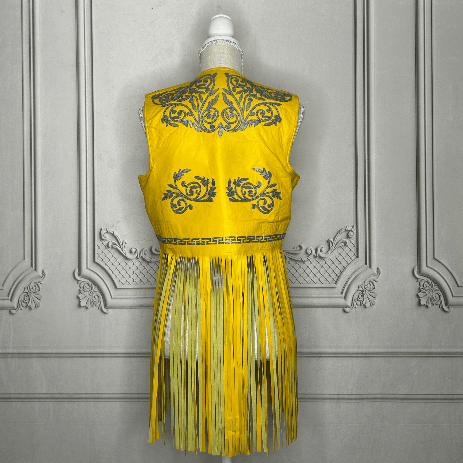 Tamaulipeca Leather Fringed Vest - Yellow - Women Tamaulipeca Leather Fringed Vest - Yellow - Women