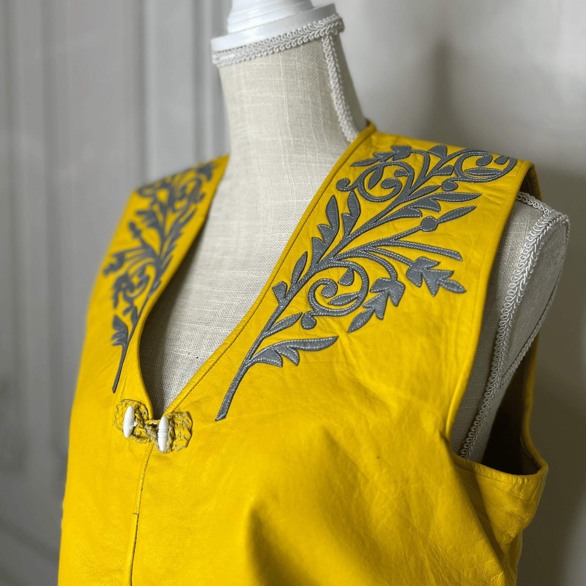 Tamaulipeca Leather Fringed Vest - Yellow - Women Tamaulipeca Leather Fringed Vest - Yellow - Women