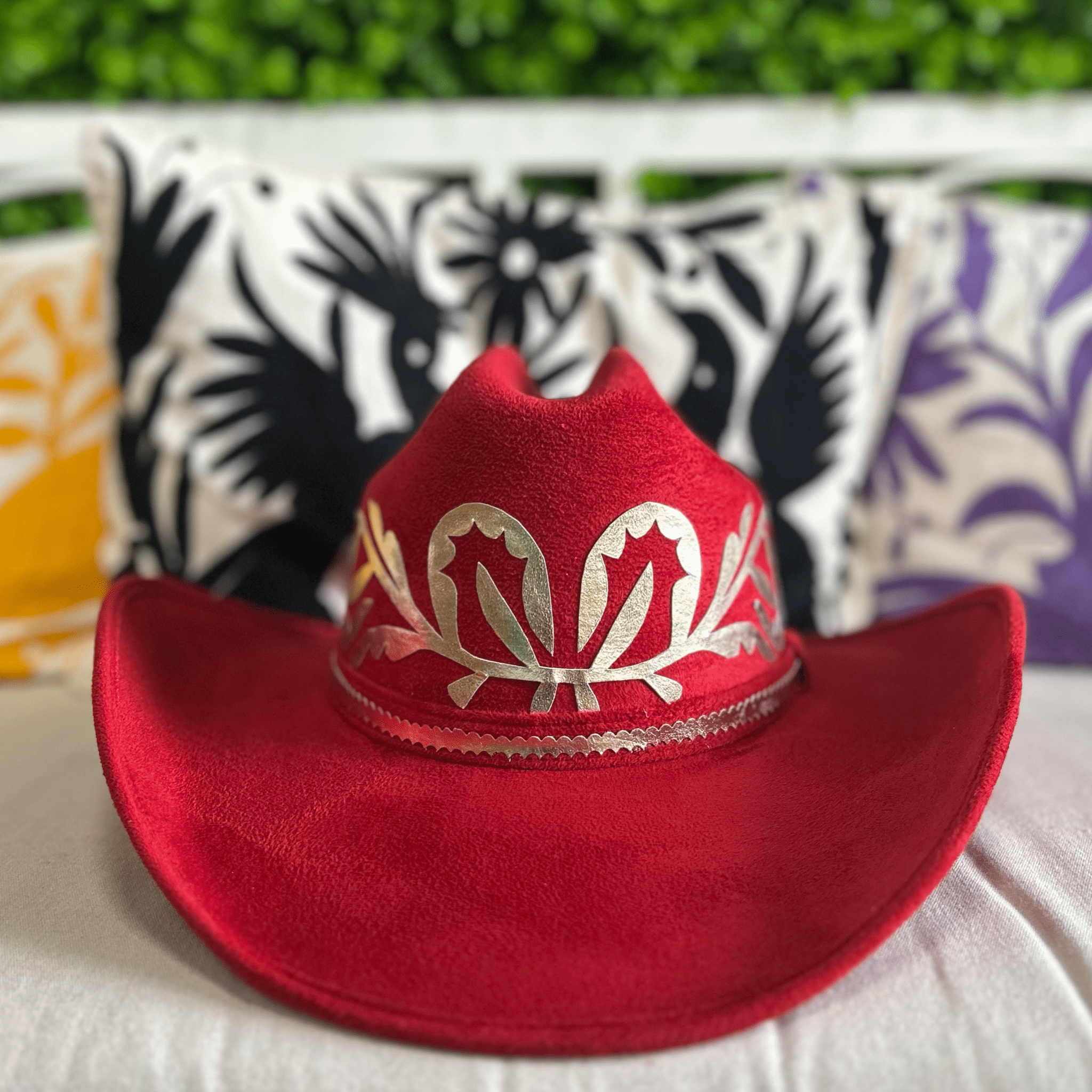 Tamaulipeca Western Suede Hat - Americana Style Leather Detail Tamaulipeca Western Suede Hat - Americana Style Leather Detail