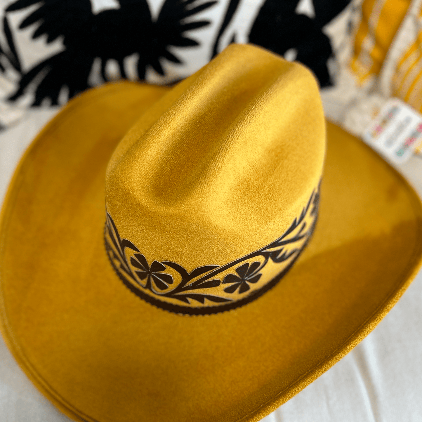 Tamaulipeca Western Suede Hat - Americana Style Leather Detail Tamaulipeca Western Suede Hat - Americana Style Leather Detail