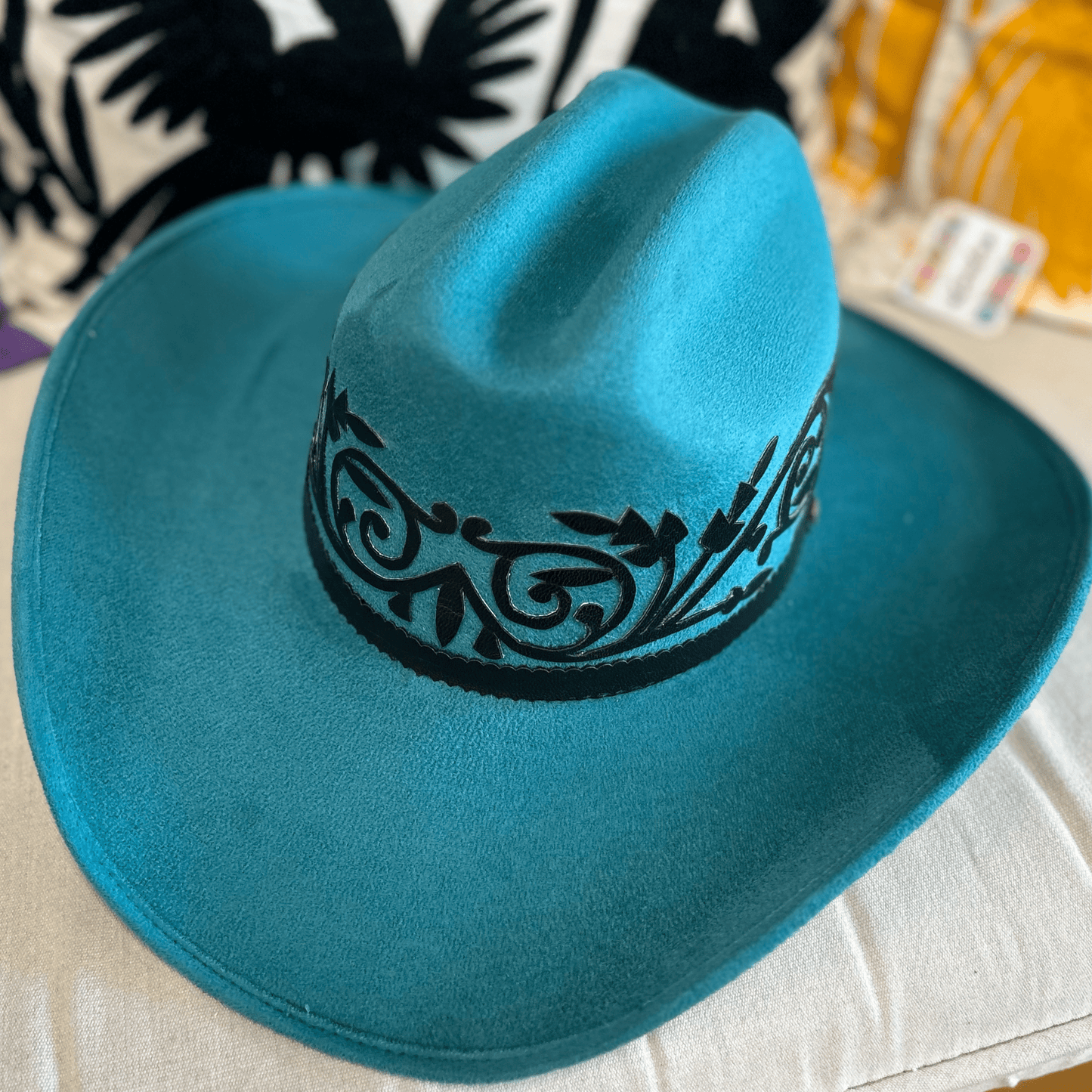 Tamaulipeca Western Suede Hat - Americana Style Leather Detail Tamaulipeca Western Suede Hat - Americana Style Leather Detail