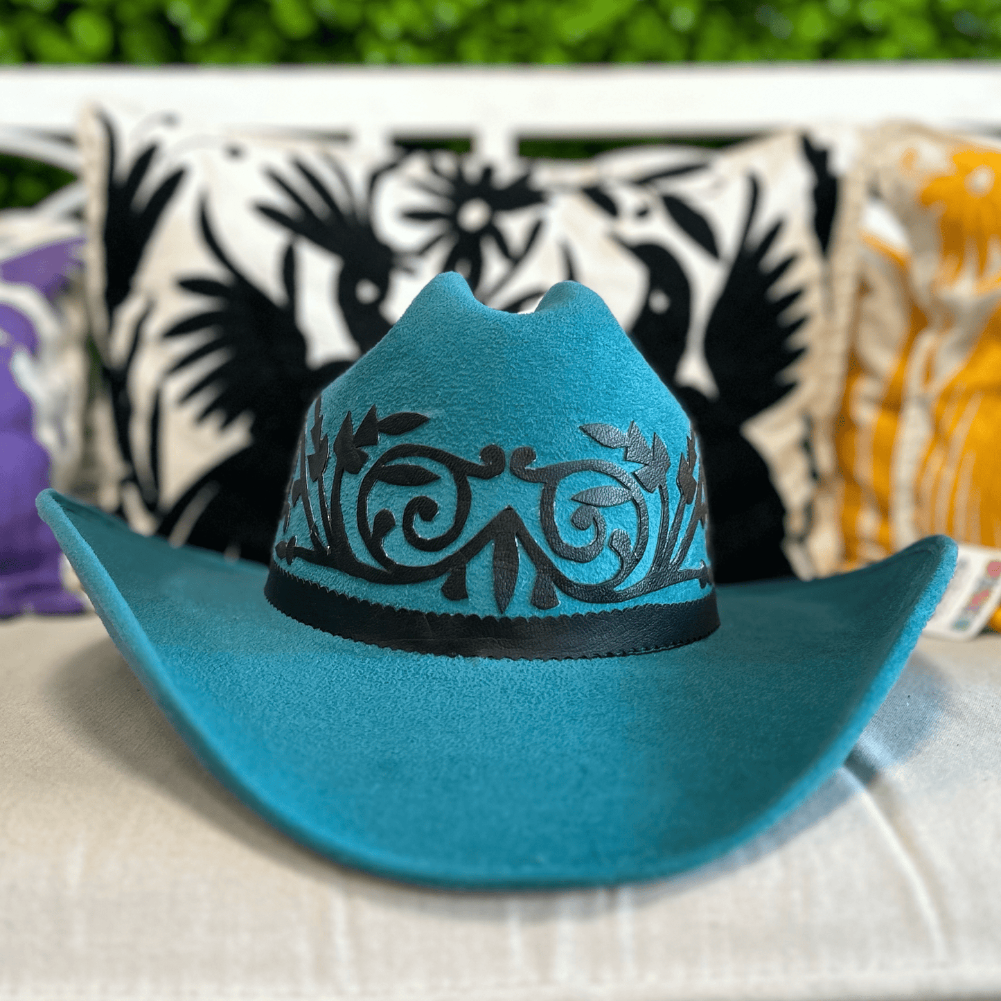 Tamaulipeca Western Suede Hat - Americana Style Leather Detail Tamaulipeca Western Suede Hat - Americana Style Leather Detail