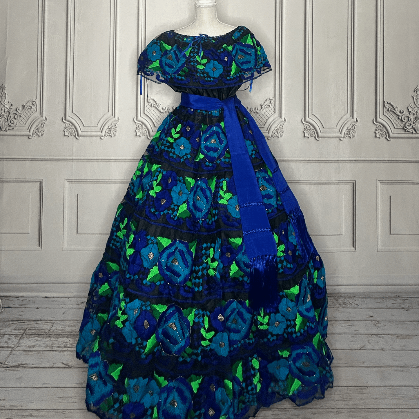 Traditional Chiapas de Corzo Dress - Adult - Blue Traditional Chiapas de Corzo Dress - Adult - Blue