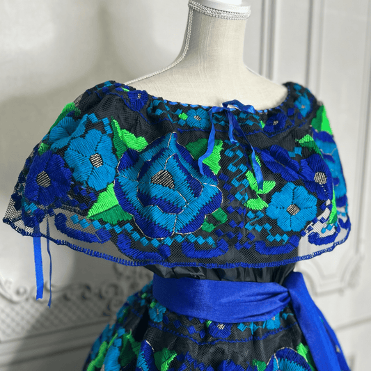 Traditional Chiapas de Corzo Dress - Adult - Blue Traditional Chiapas de Corzo Dress - Adult - Blue