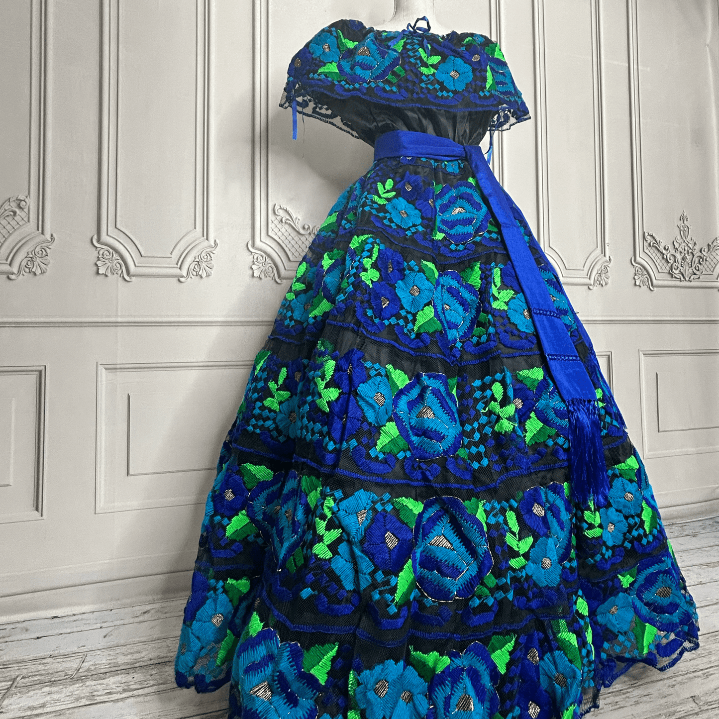 Traditional Chiapas de Corzo Dress - Adult - Blue Traditional Chiapas de Corzo Dress - Adult - Blue