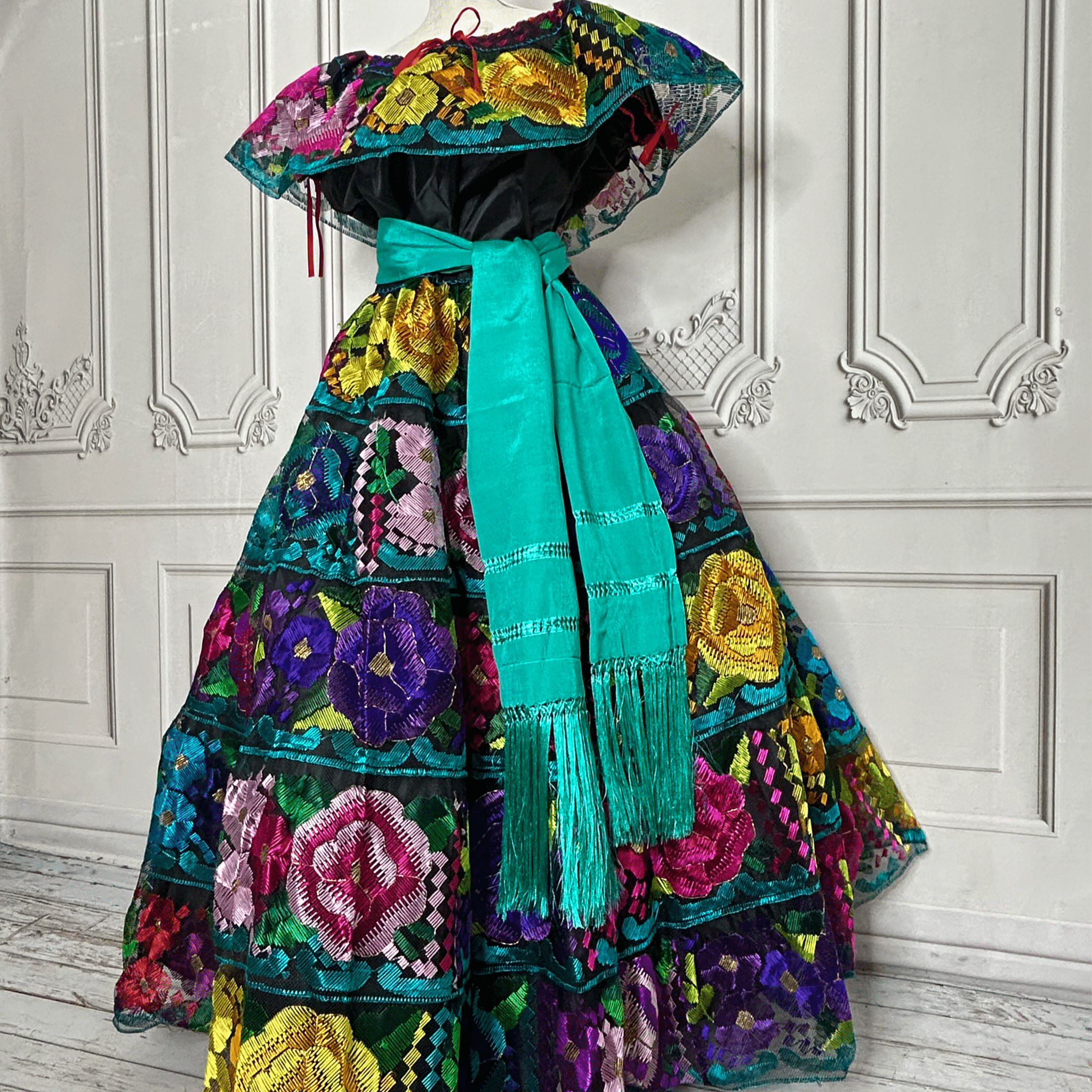 Traditional Chiapas de Corzo Dress - Adult Multi - Silk Embroidery Traditional Chiapas de Corzo Dress - Adult Multi - Silk Embroidery