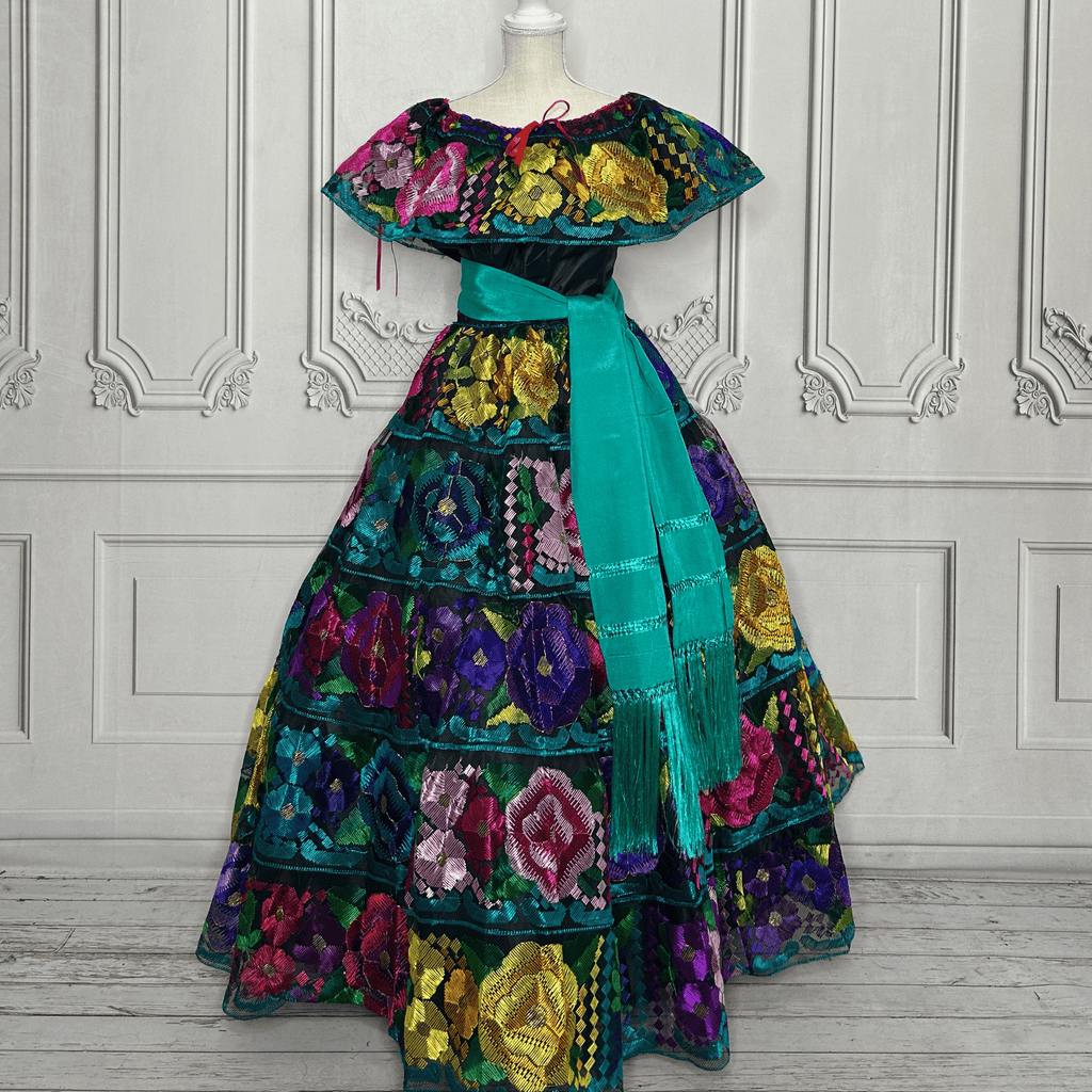 Traditional Chiapas de Corzo Dress - Adult Multi - Silk Embroidery