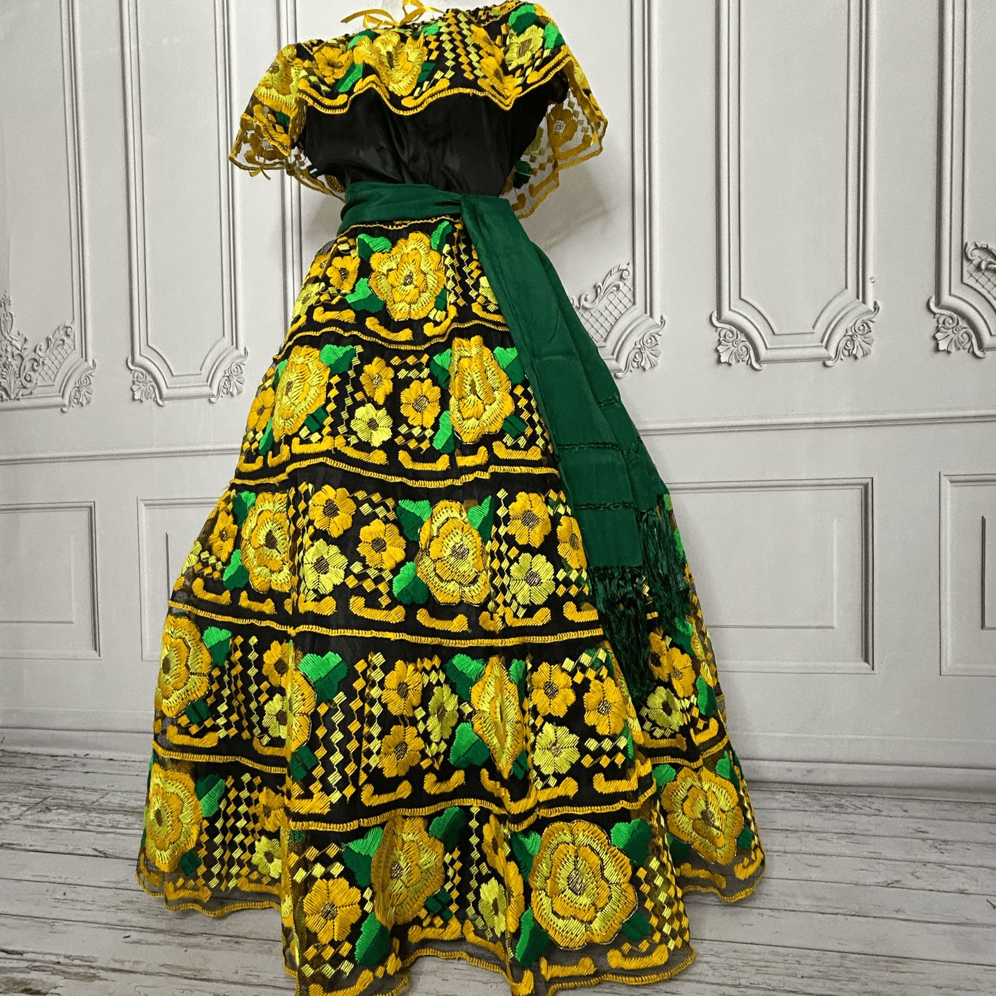 Traditional Chiapas de Corzo Dress - Adult - Yellow Traditional Chiapas de Corzo Dress - Adult - Yellow