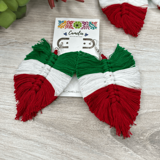 Tri-Color Macrame Feather Earrings Tri-Color Macrame Feather Earrings