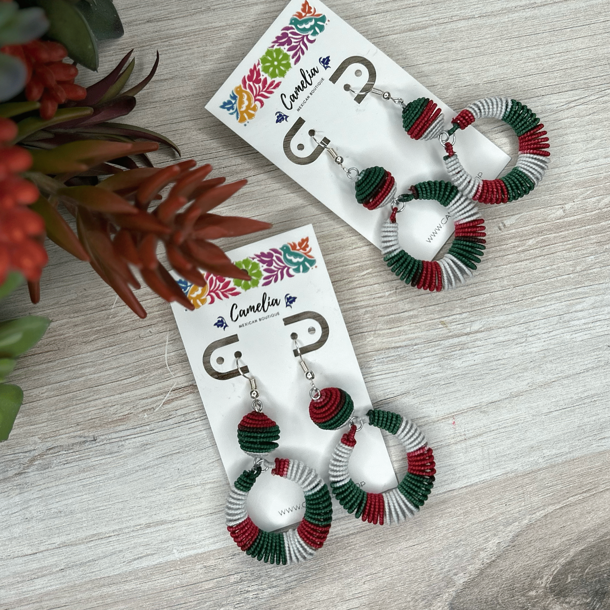 Tri-Color Mexican Hoop Earrings Tri-Color Mexican Hoop Earrings