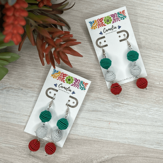 Tri-Color Mexican Triple Drop Earrings Tri-Color Mexican Triple Drop Earrings