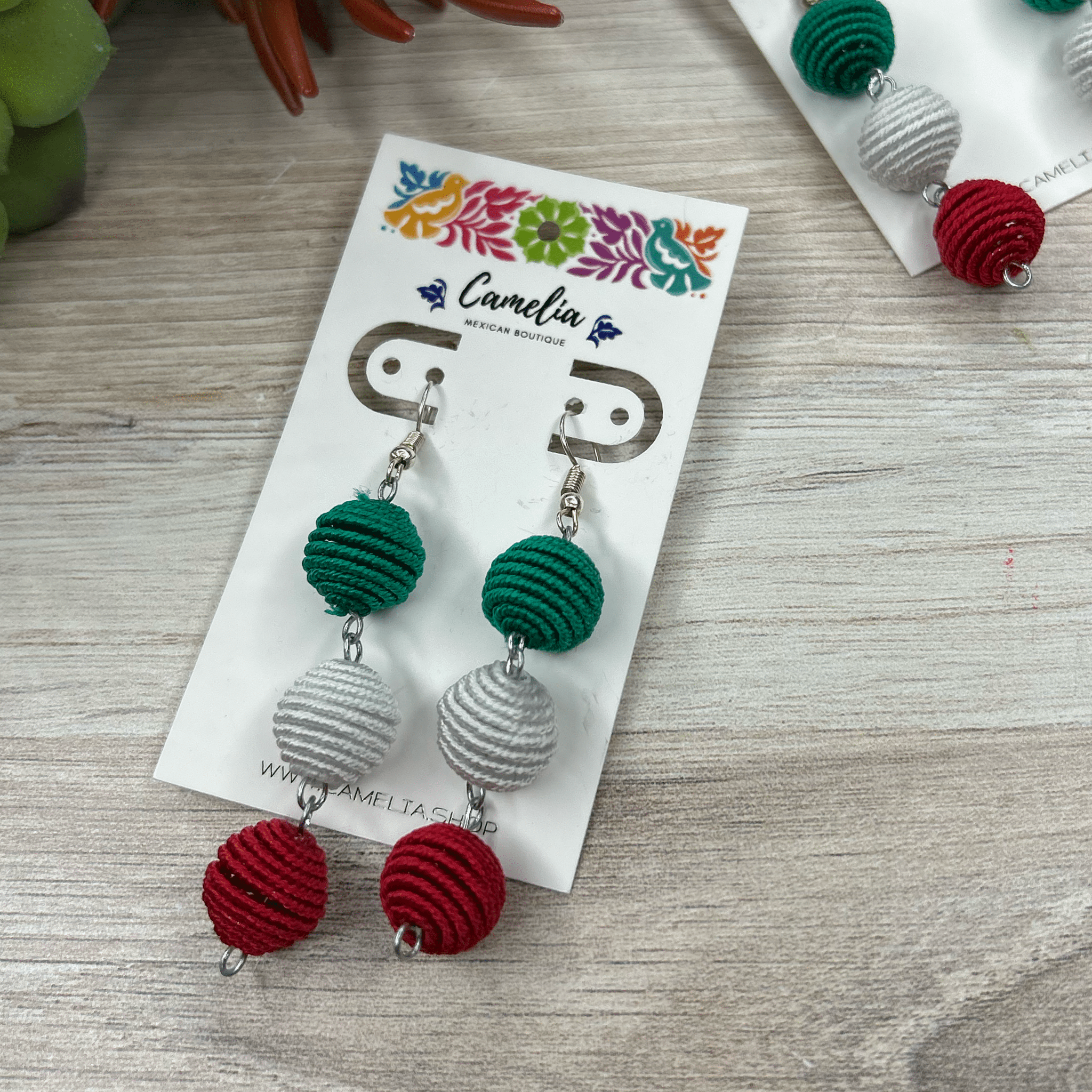 Tri-Color Mexican Triple Drop Earrings Tri-Color Mexican Triple Drop Earrings