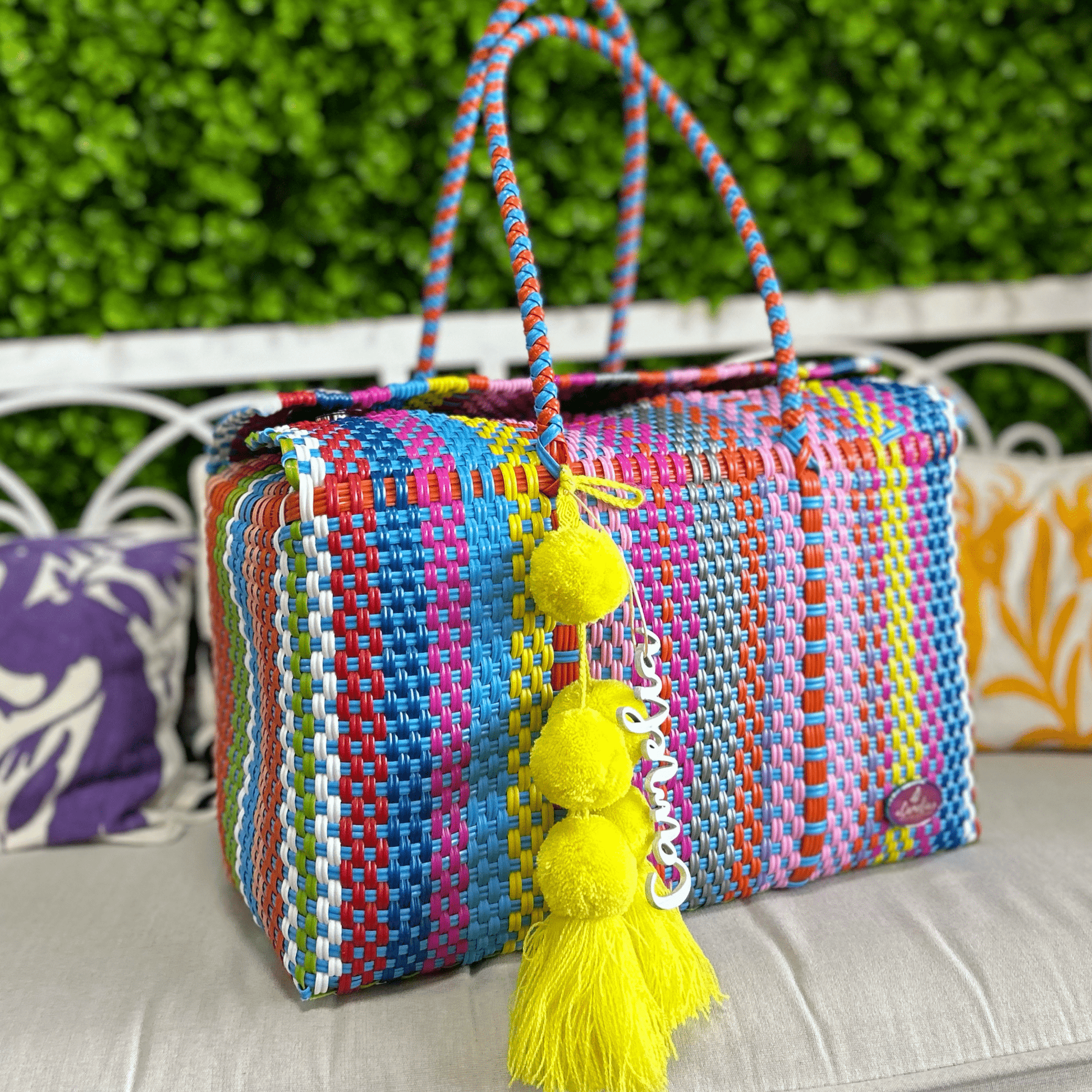 Upcycled Handwoven Basket Large - Candy Pop