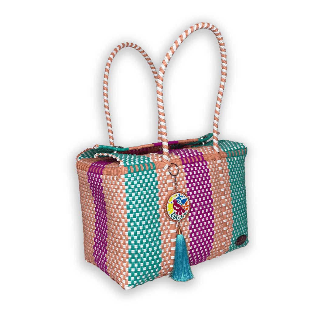 Upcycled Handwoven Basket Medium - Cotton Candy