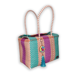 Upcycled Handwoven Basket Medium - Cotton Candy