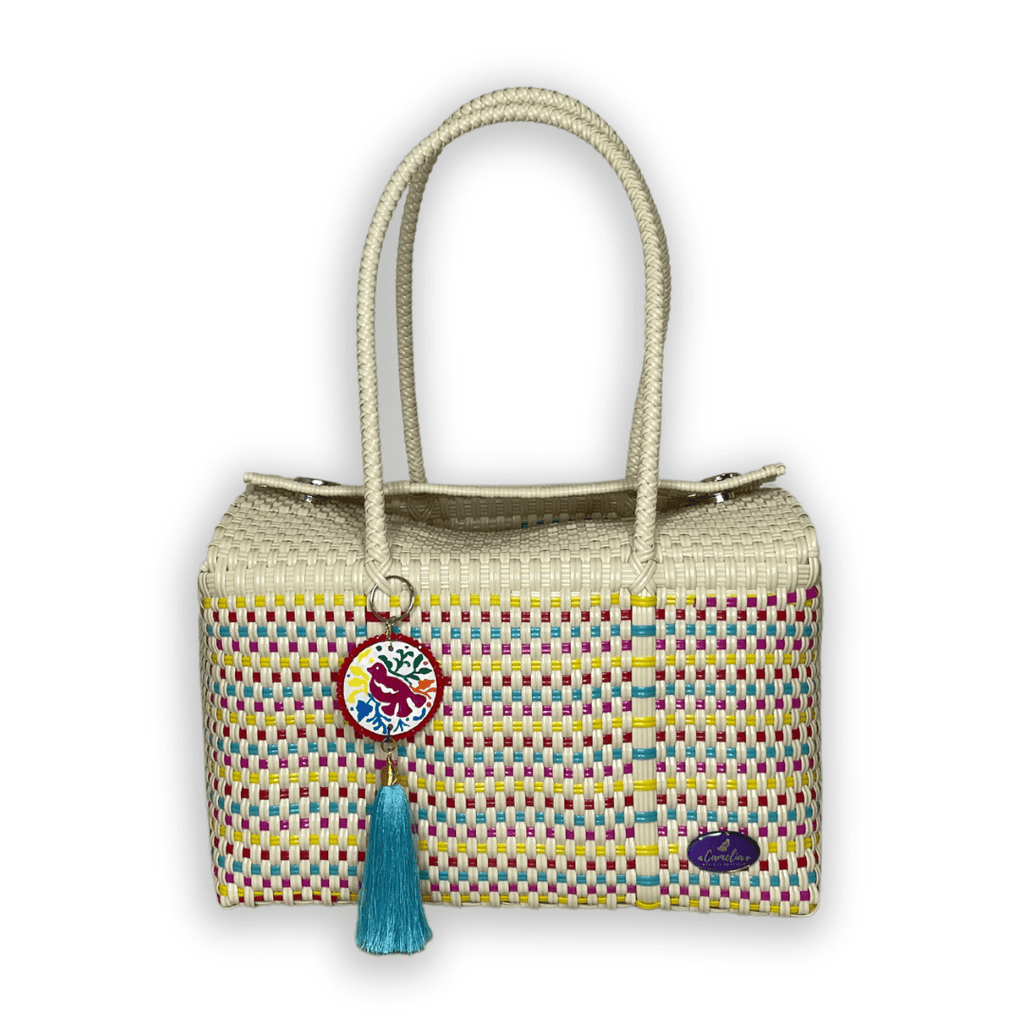 Upcycled Handwoven Basket Small - Vanilla Spark