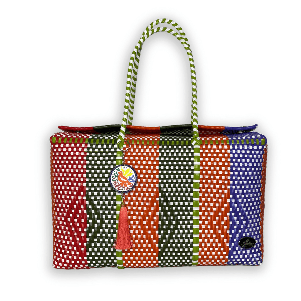 Upcycled Handwoven Basket X Large - Rainbow Lime