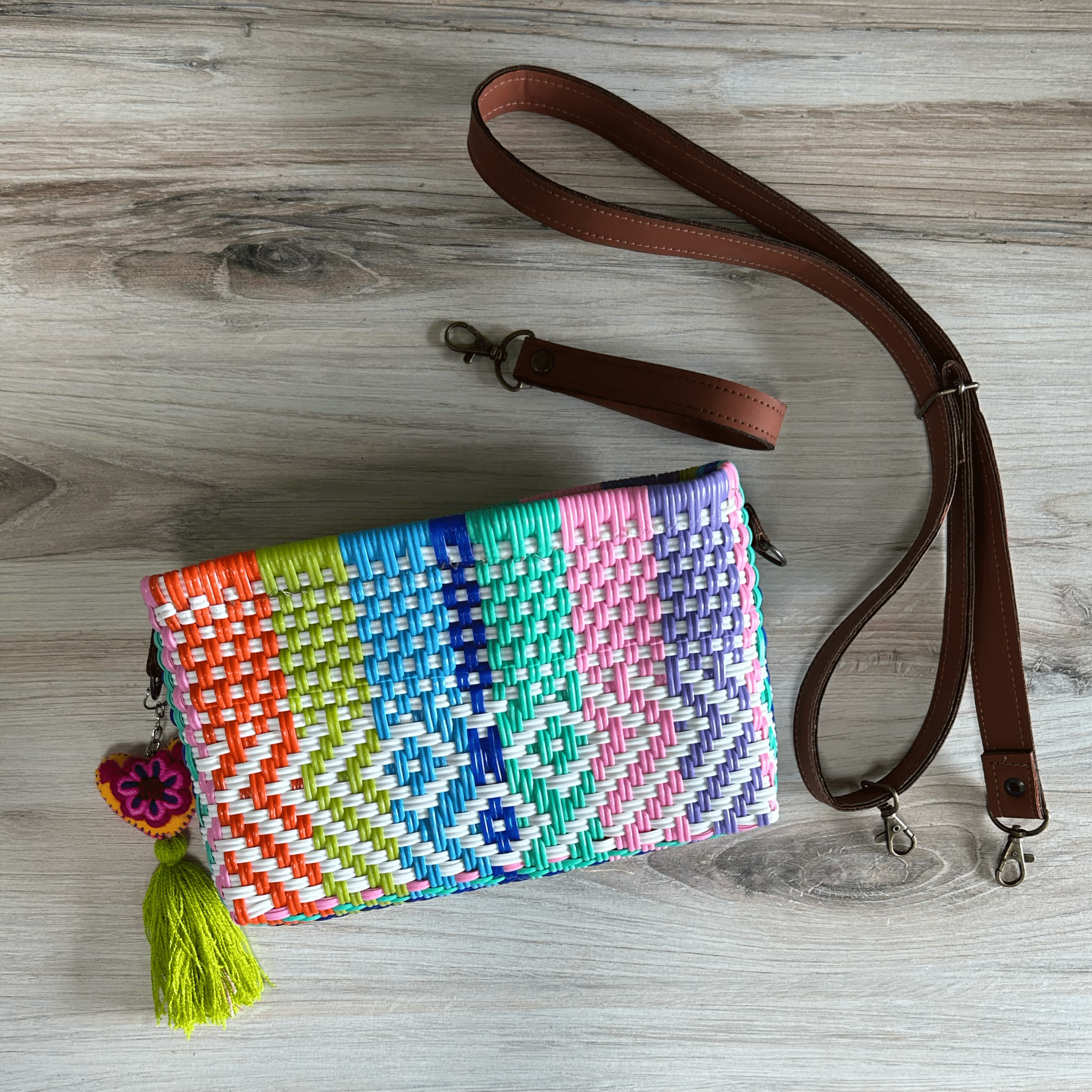 Upcycled Handwoven Crossbody Convertible - April Upcycled Handwoven Crossbody Convertible - April