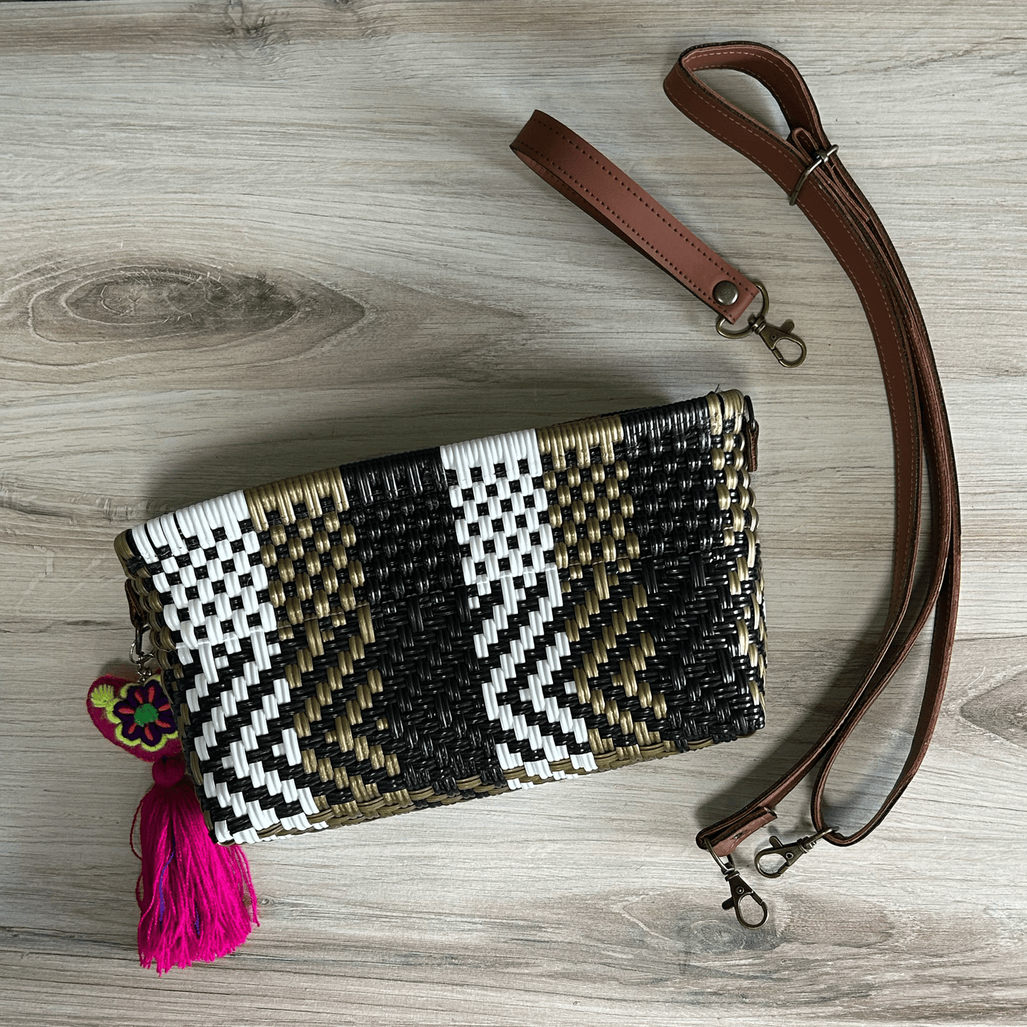 Upcycled Handwoven Crossbody Convertible -  Espresso Upcycled Handwoven Crossbody Convertible -  Espresso