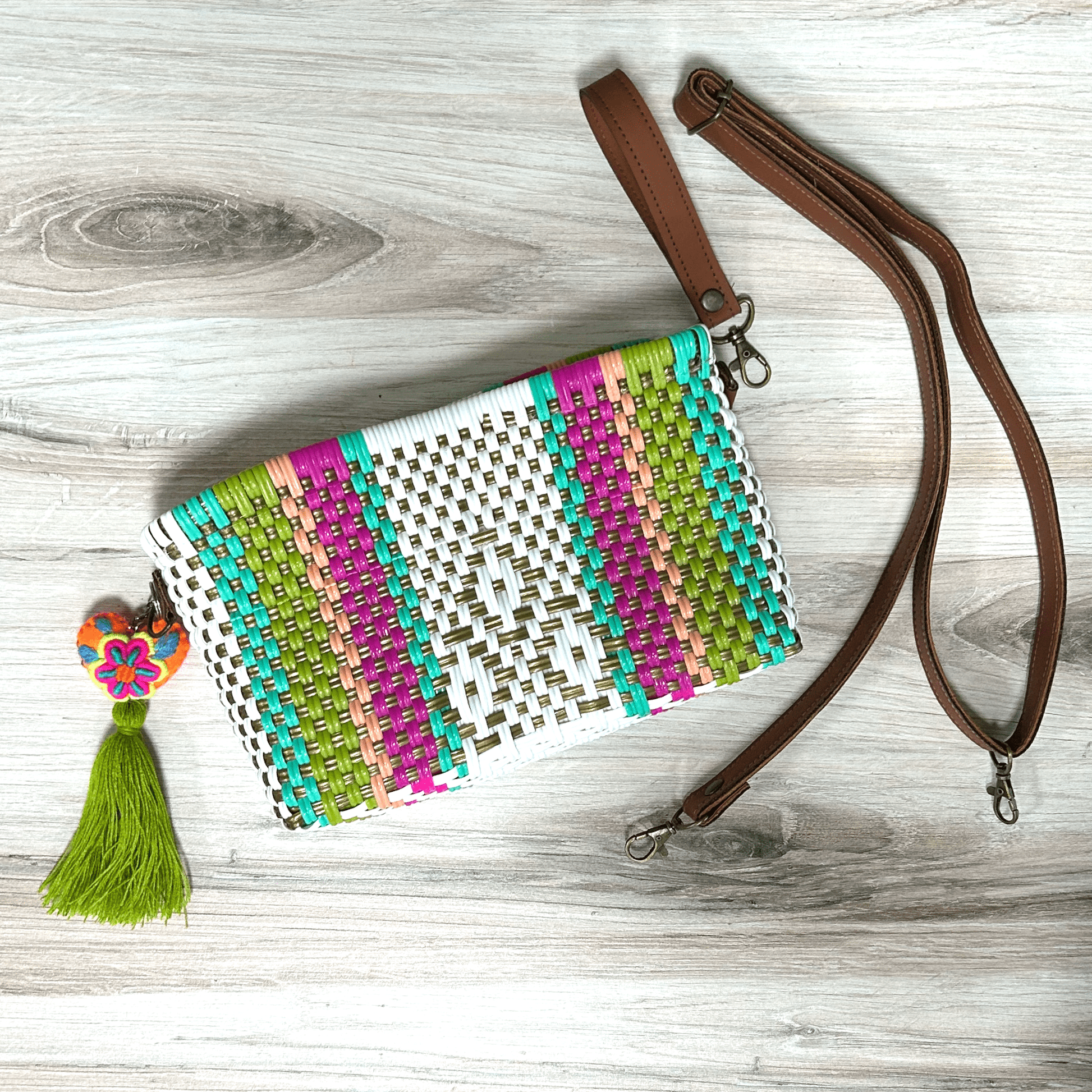 Upcycled Handwoven Crossbody Convertible - Marcela Upcycled Handwoven Crossbody Convertible - Marcela