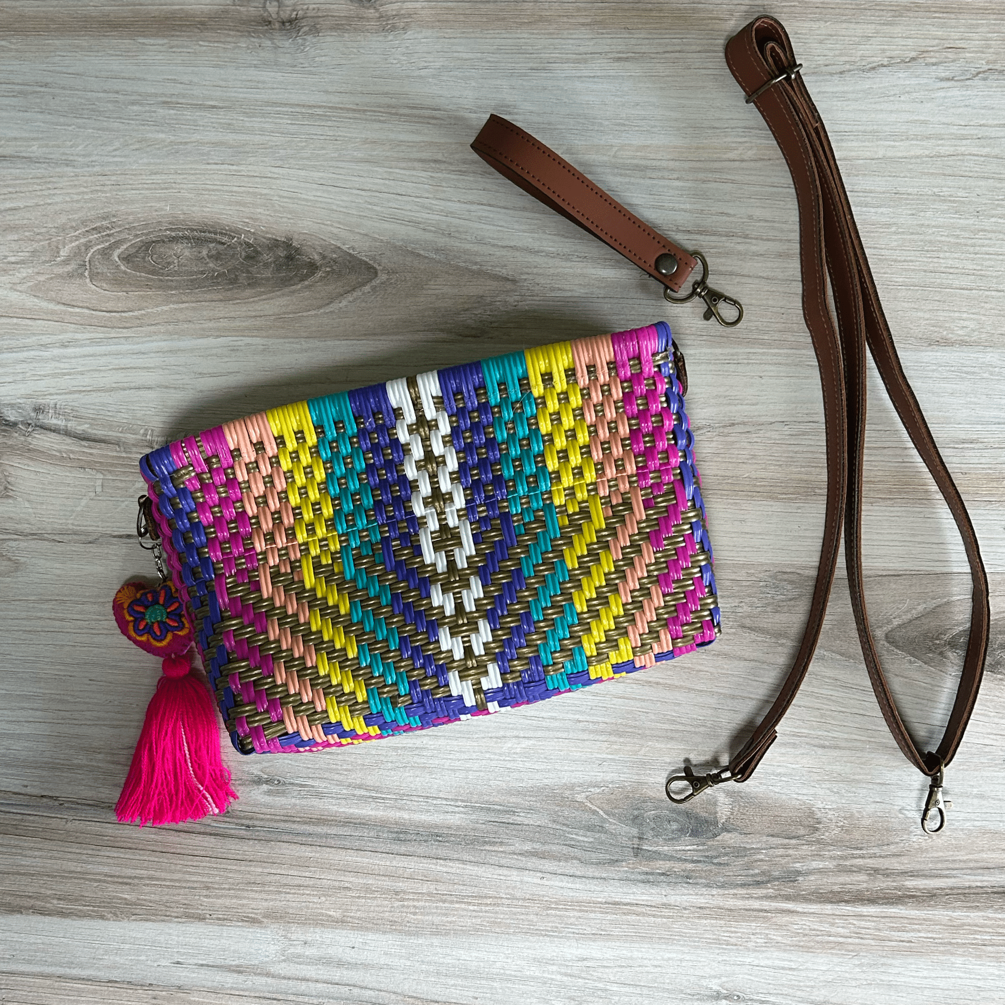 Upcycled Handwoven Crossbody Convertible - Marygold Upcycled Handwoven Crossbody Convertible - Marygold