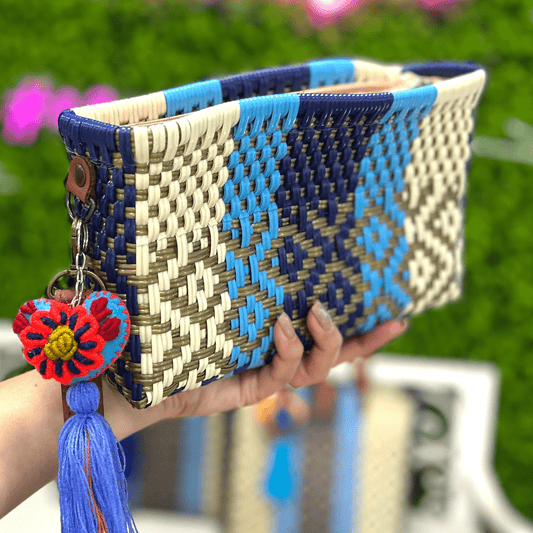 Upcycled Handwoven Crossbody Convertible -  Navy Dreams Upcycled Handwoven Crossbody Convertible -  Navy Dreams