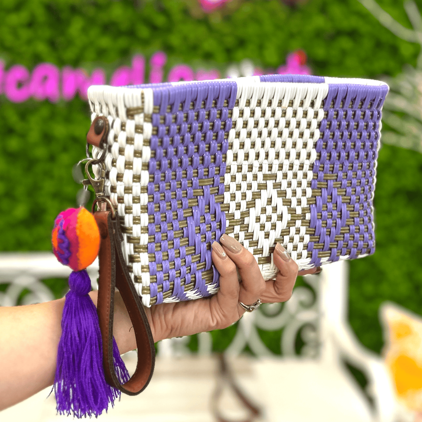 Upcycled Handwoven Crossbody Convertible -  Purple Rain Upcycled Handwoven Crossbody Convertible -  Purple Rain