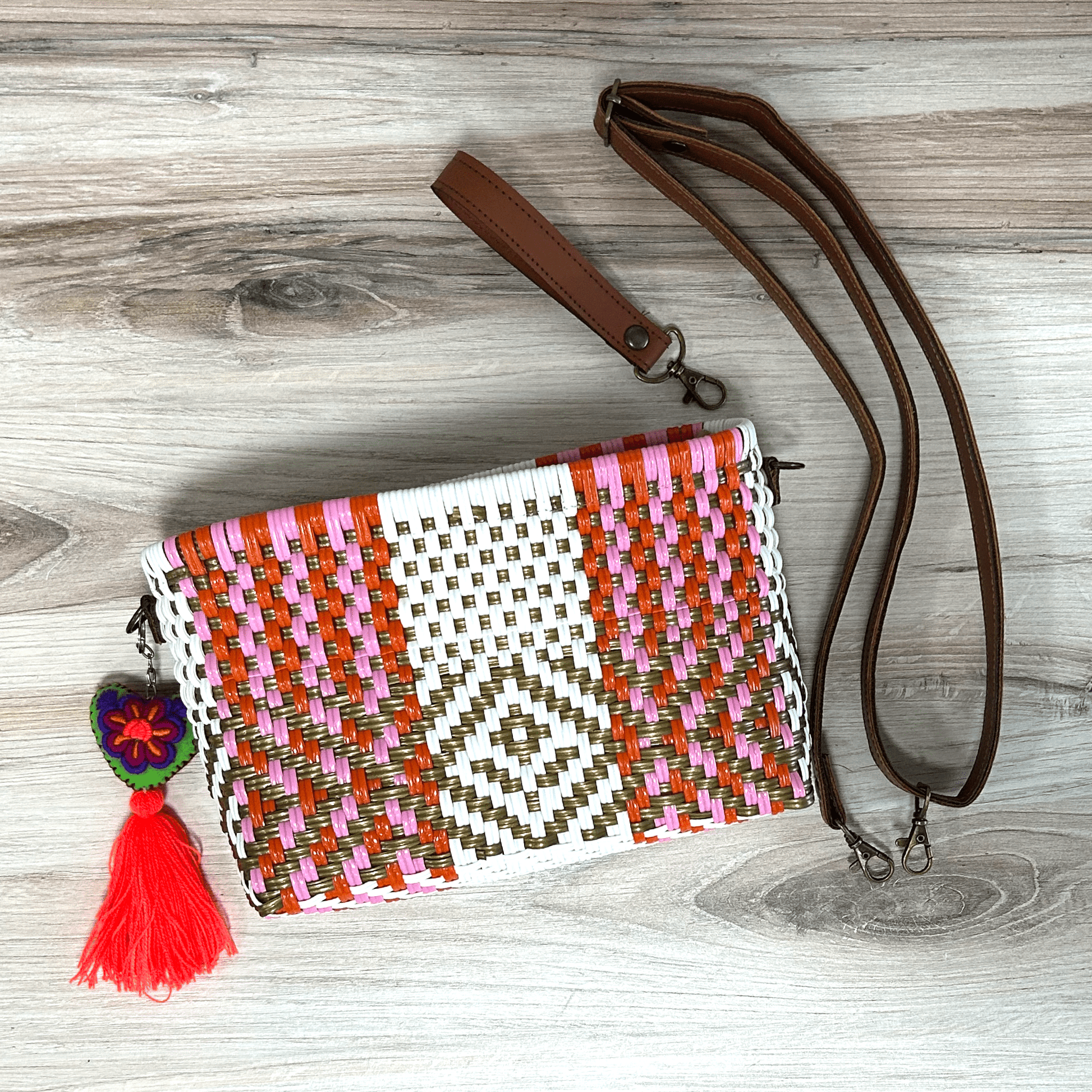 Upcycled Handwoven Crossbody Convertible -  Rosalia Upcycled Handwoven Crossbody Convertible -  Rosalia