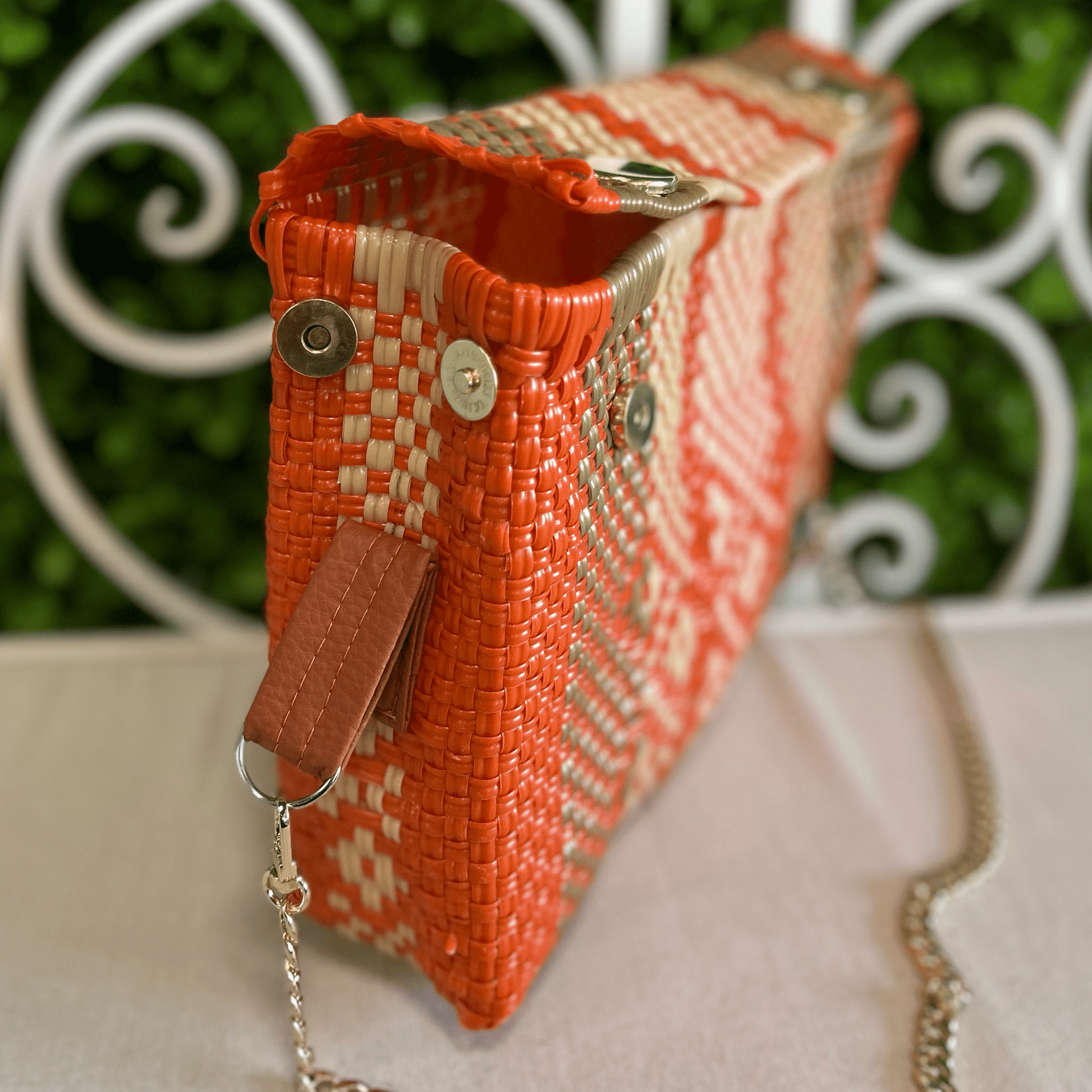 Upcycled Handwoven Crossbody   -  Orange Crush Upcycled Handwoven Crossbody   -  Orange Crush