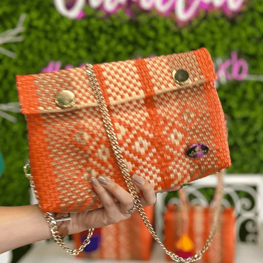 Upcycled Handwoven Crossbody   -  Orange Crush Upcycled Handwoven Crossbody   -  Orange Crush