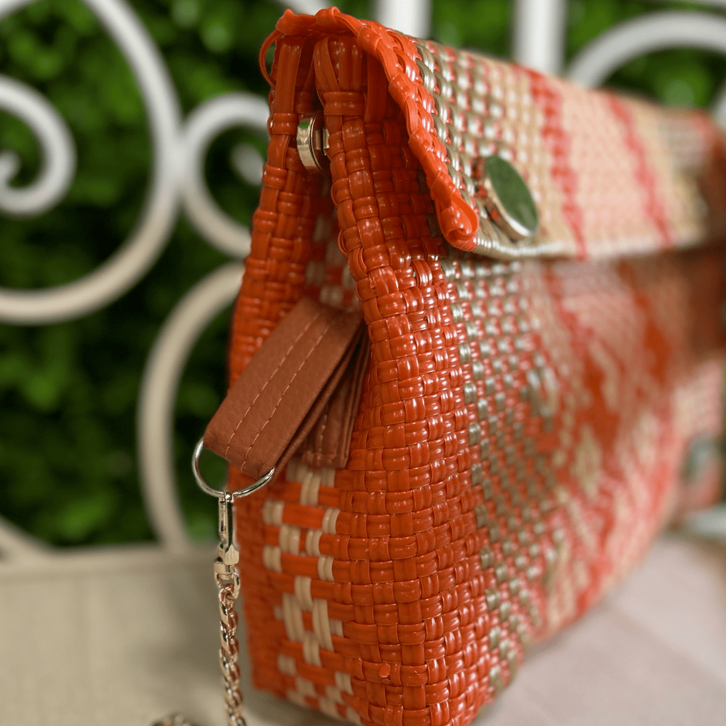 Upcycled Handwoven Crossbody   -  Orange Crush Upcycled Handwoven Crossbody   -  Orange Crush