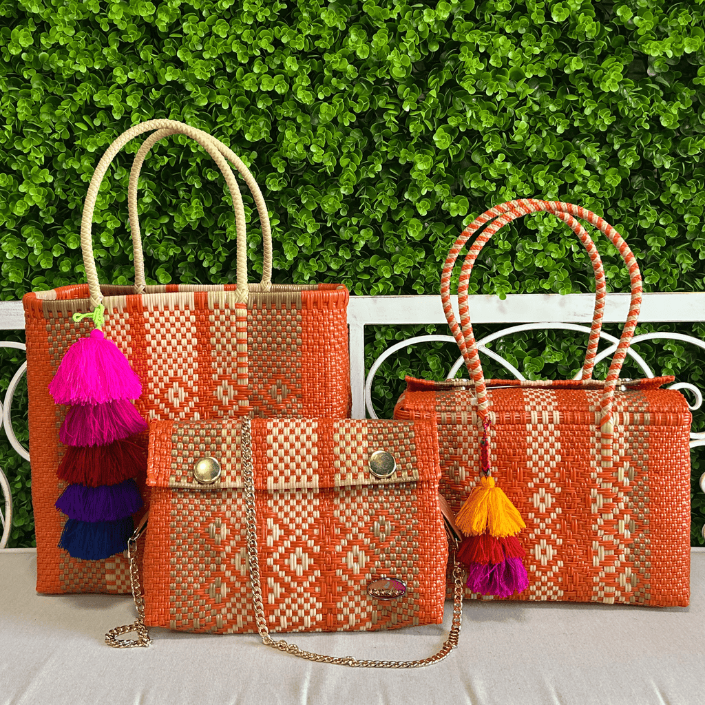 Upcycled Handwoven Crossbody   -  Orange Crush Upcycled Handwoven Crossbody   -  Orange Crush