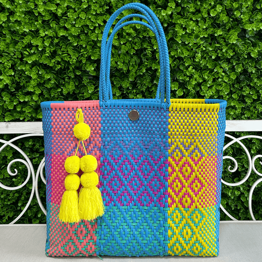 Upcycled Handwoven LG Tote - Celeste Upcycled Handwoven LG Tote - Celeste