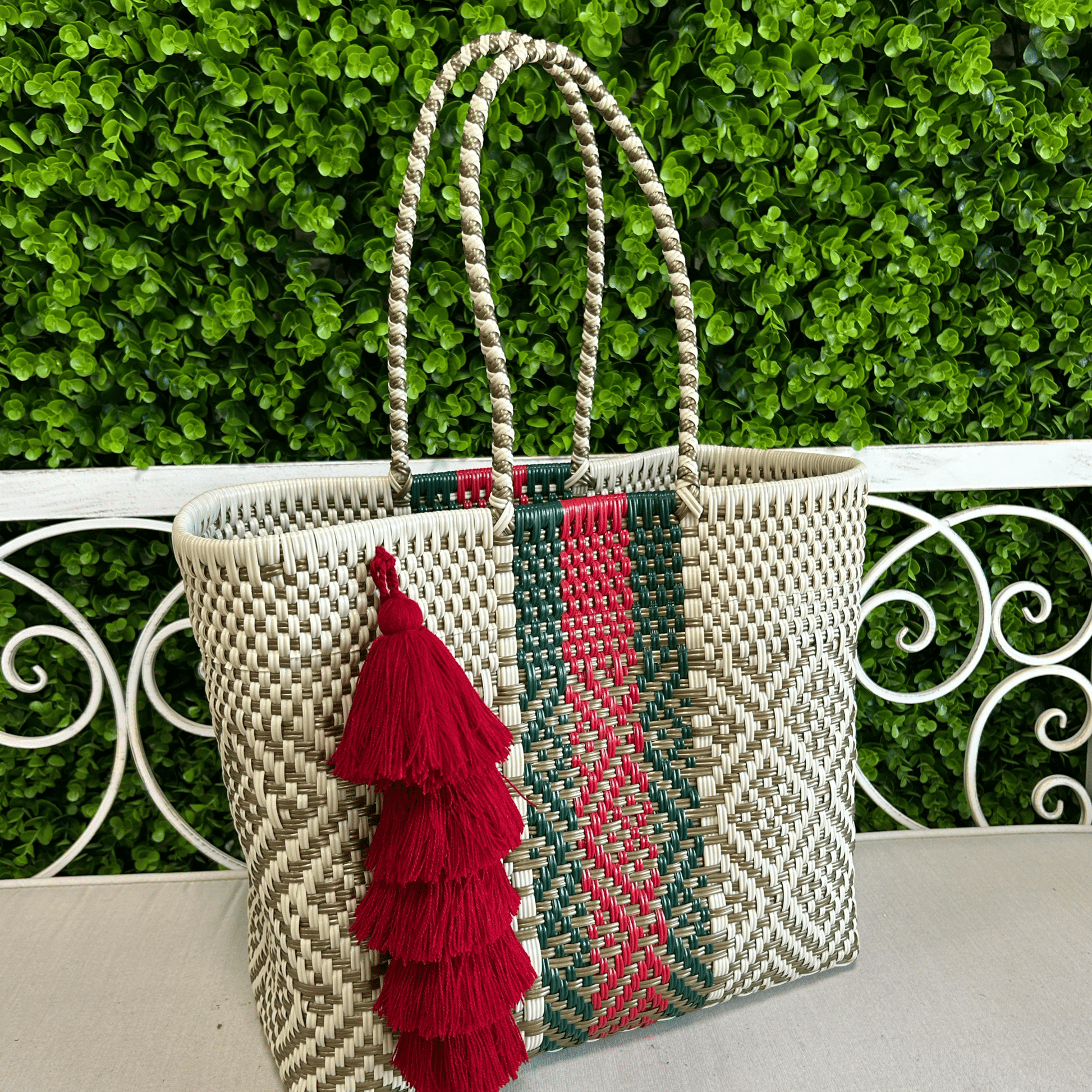 Upcycled Handwoven MD Basket Tote - Florence Upcycled Handwoven MD Basket Tote - Florence